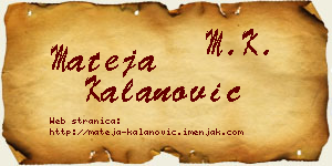 Mateja Kalanović vizit kartica